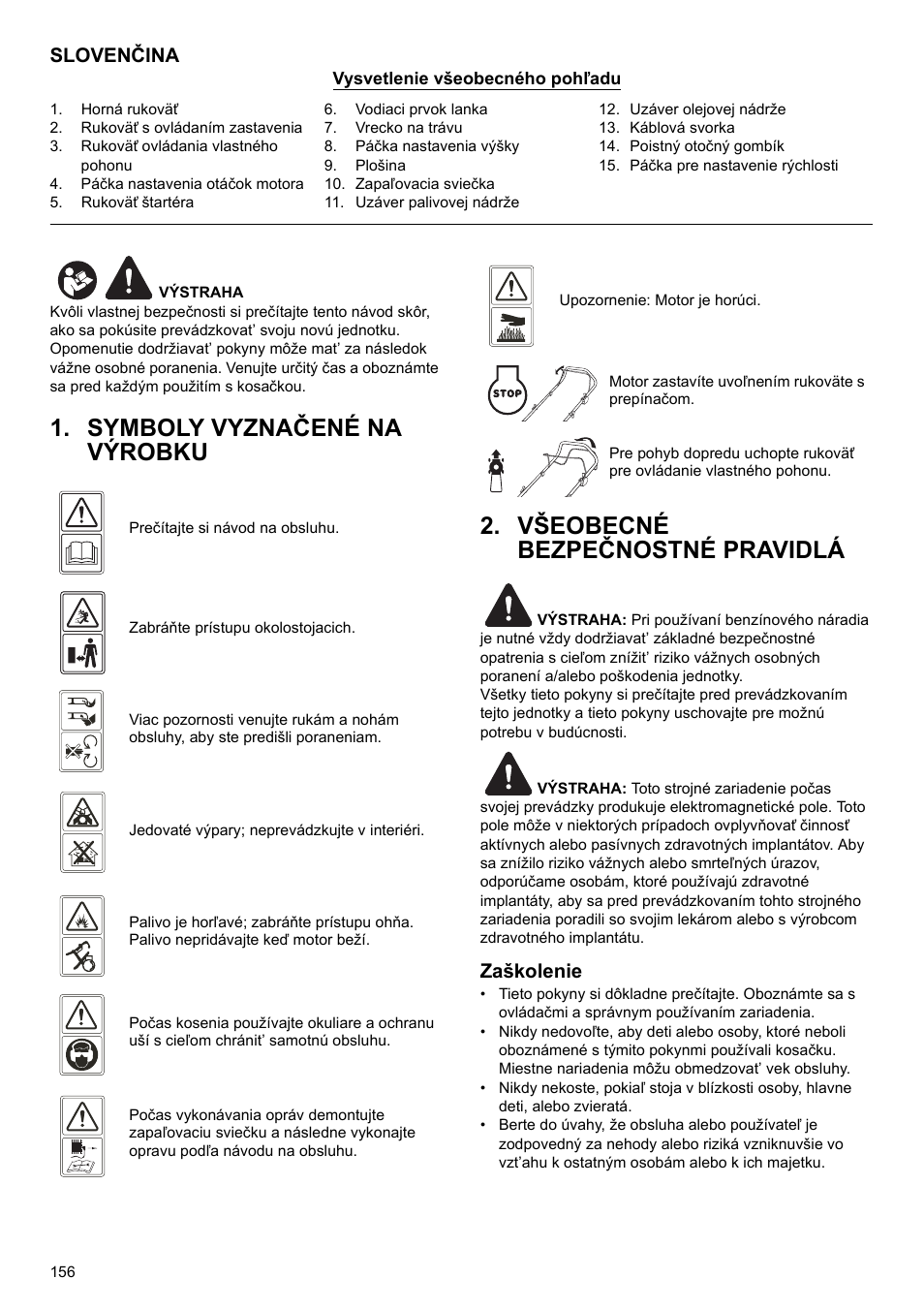 Slovenčina, Zaškolenie | Makita PLM4622 User Manual | Page 156 / 212