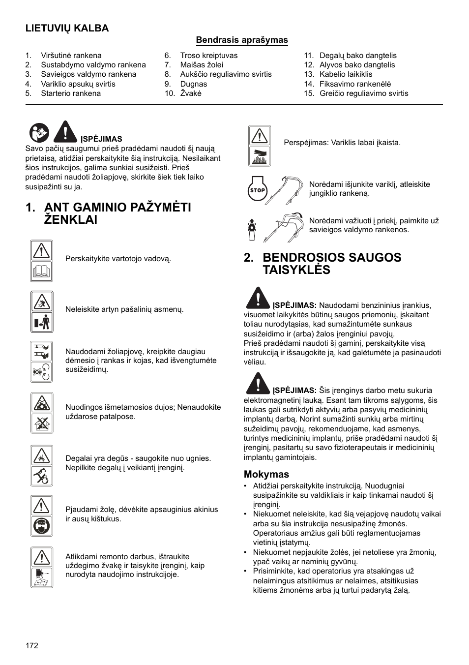 Lietuvių kalba, Mokymas | Makita PLM4622 User Manual | Page 172 / 212