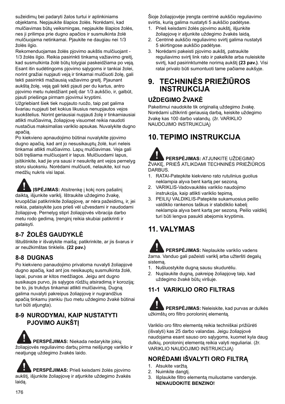 Techninės priežiūros instrukcija, Tepimo instrukcija, Valymas | Makita PLM4622 User Manual | Page 176 / 212