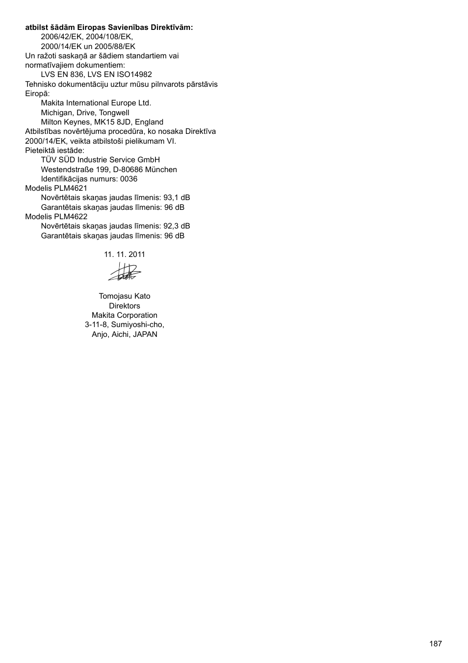 Makita PLM4622 User Manual | Page 187 / 212