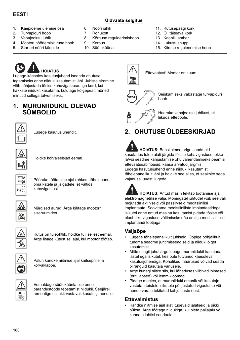 Eesti, Väljaõpe, Ettevalmistus | Makita PLM4622 User Manual | Page 188 / 212