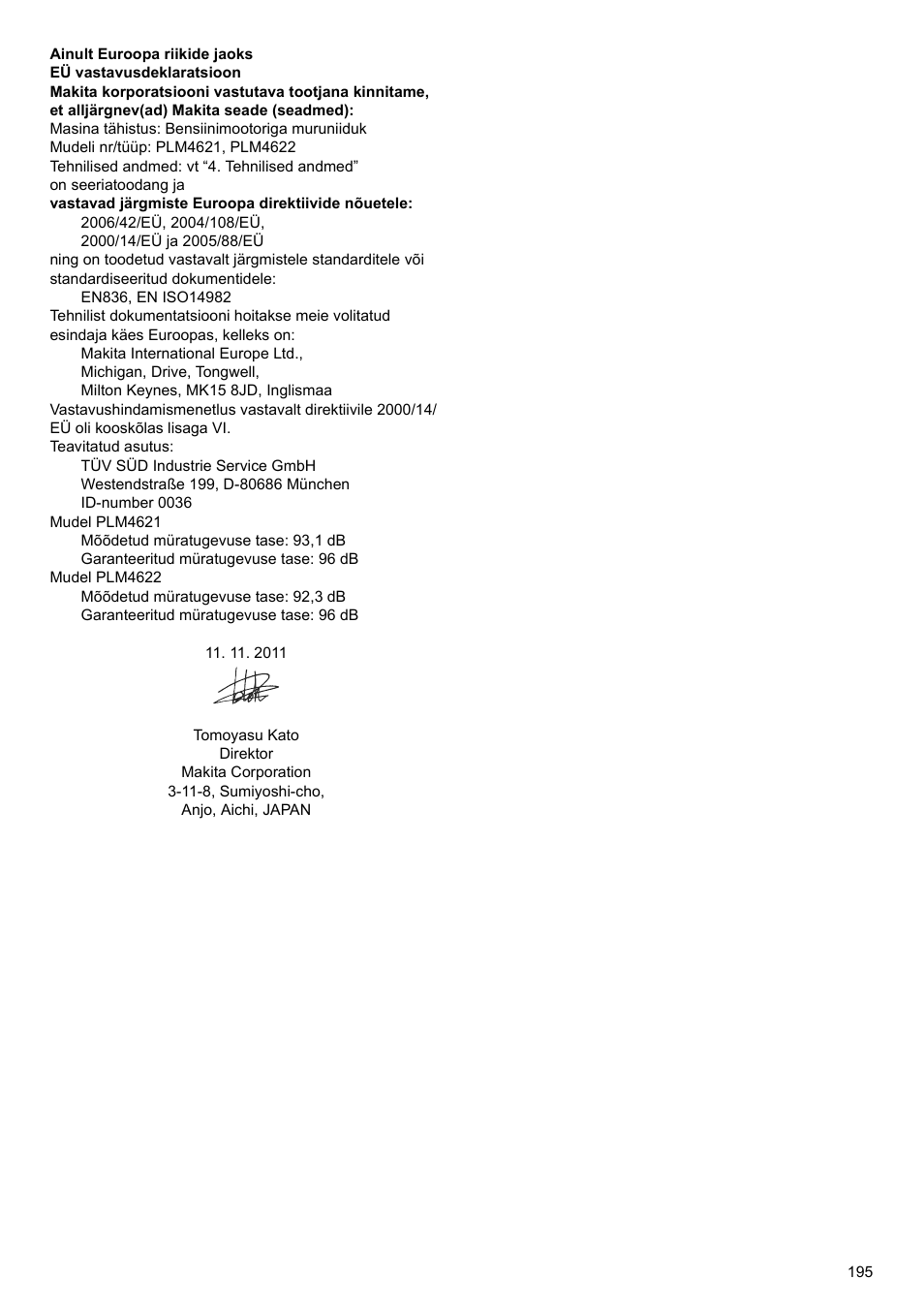 Makita PLM4622 User Manual | Page 195 / 212