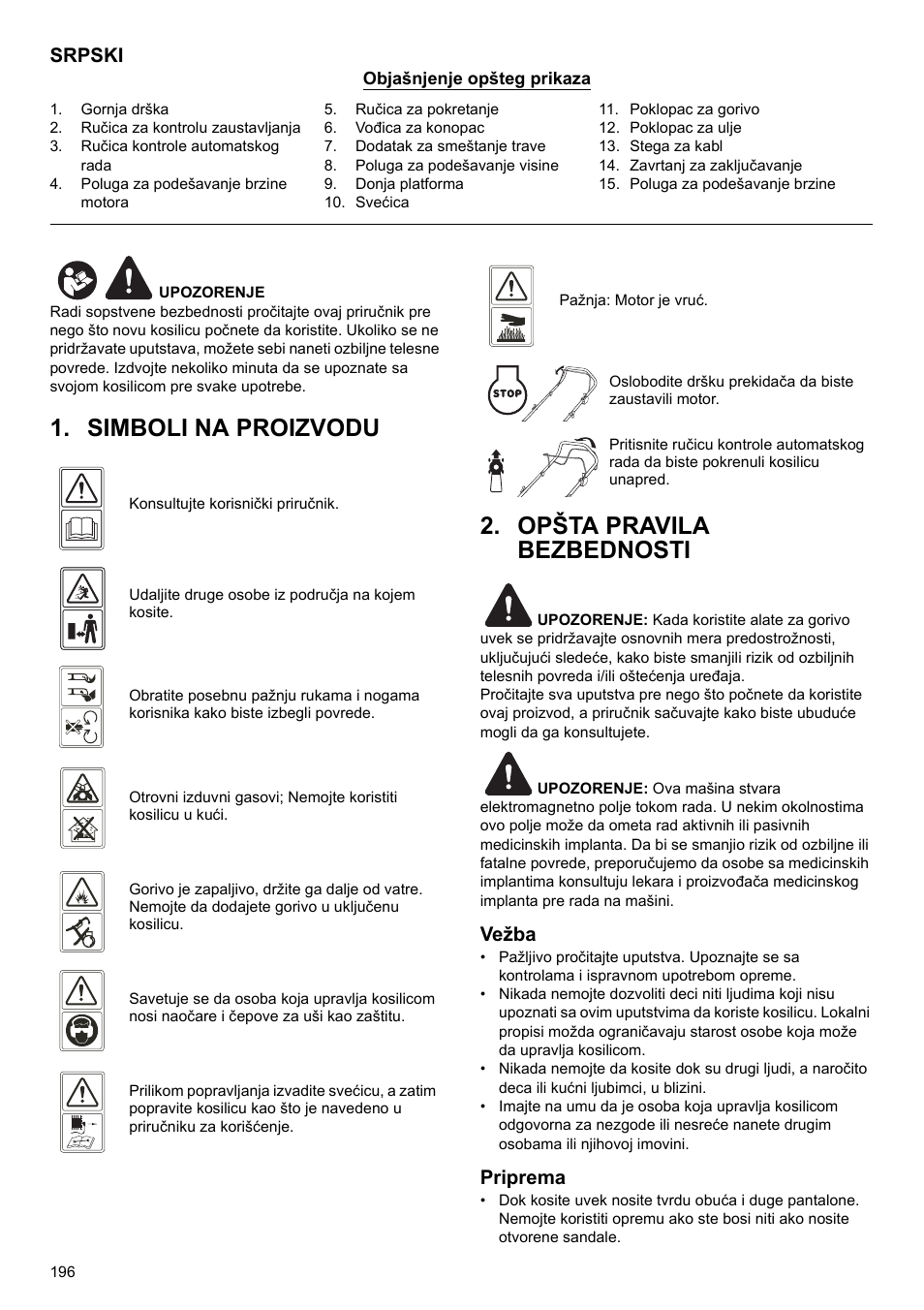 Simboli na proizvodu 2. opšta pravila bezbednosti, Srpski, Vežba | Priprema | Makita PLM4622 User Manual | Page 196 / 212