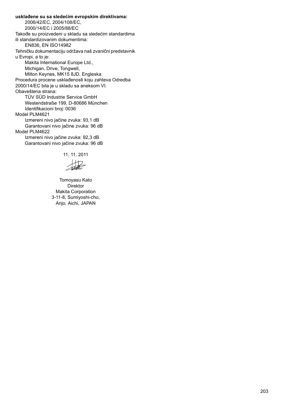 Makita PLM4622 User Manual | Page 203 / 212