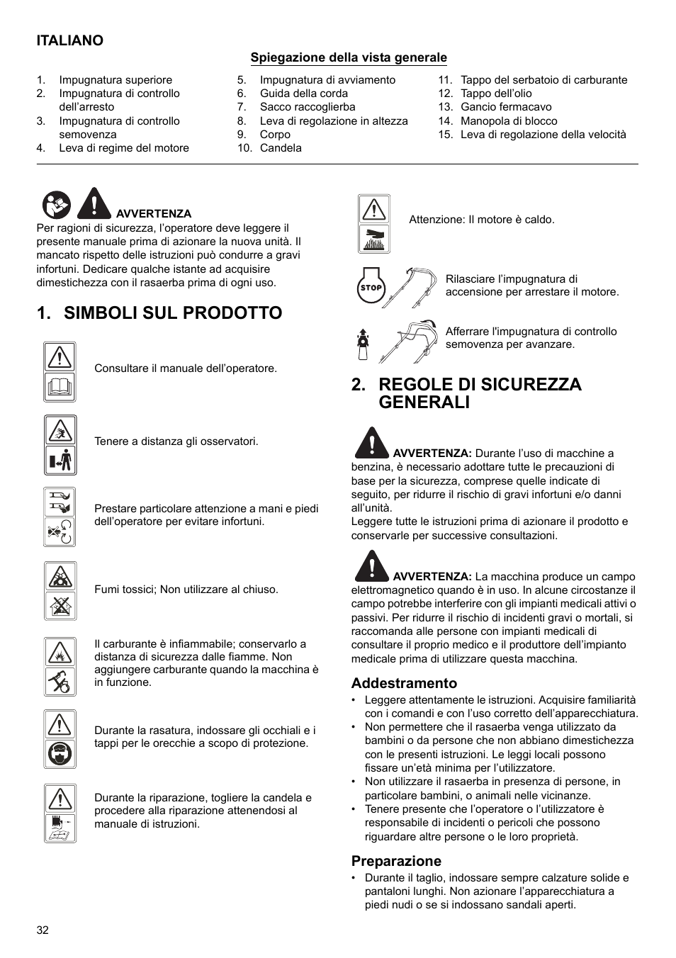 Italiano, Addestramento, Preparazione | Makita PLM4622 User Manual | Page 32 / 212