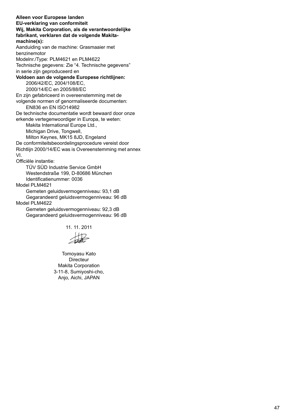 Makita PLM4622 User Manual | Page 47 / 212