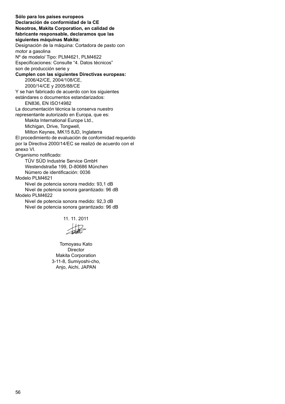 Makita PLM4622 User Manual | Page 56 / 212