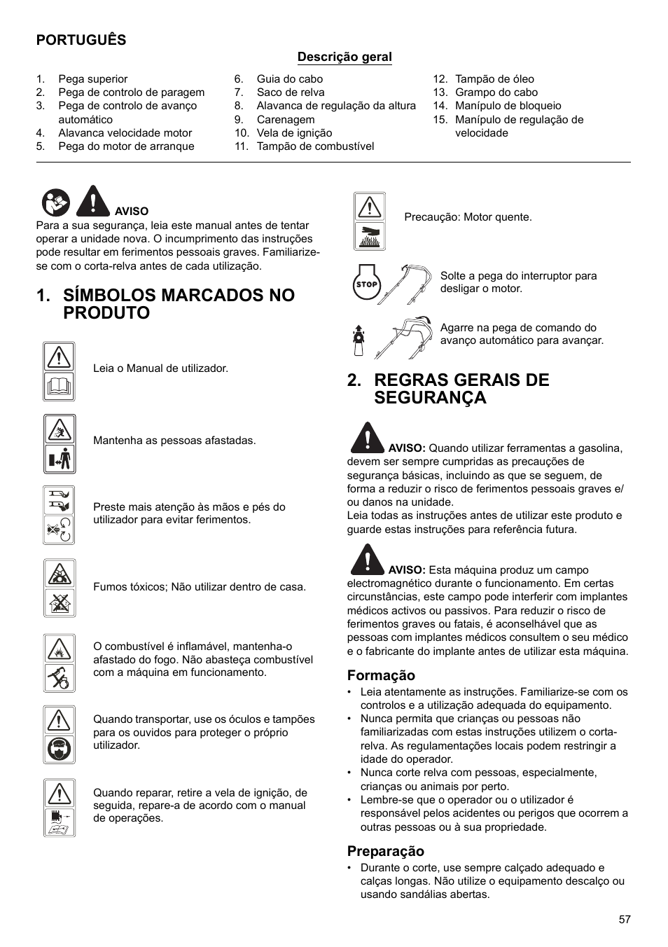 Português, Formação, Preparação | Makita PLM4622 User Manual | Page 57 / 212