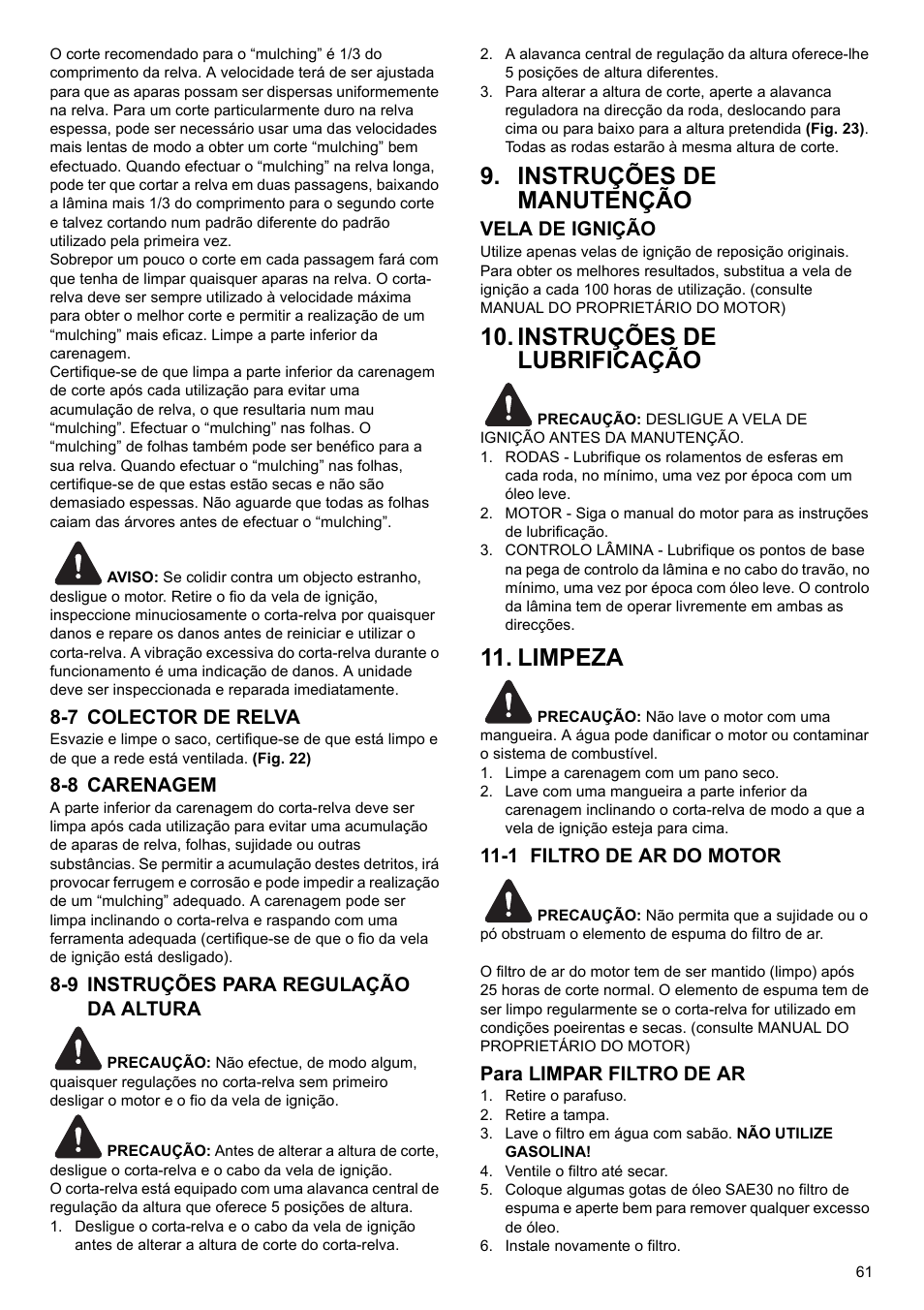 Instruções de manutenção, Instruções de lubrificação, Limpeza | Makita PLM4622 User Manual | Page 61 / 212