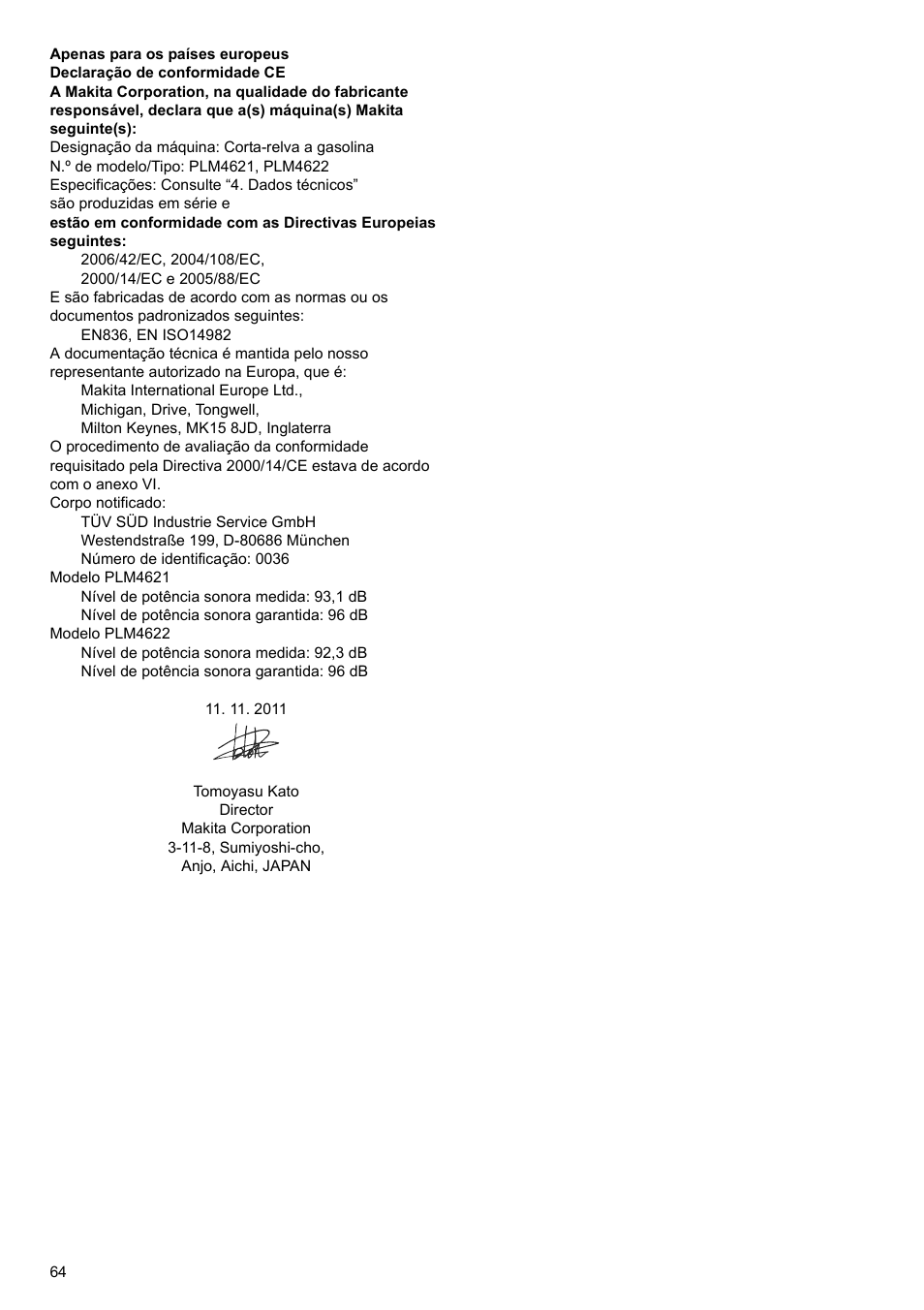 Makita PLM4622 User Manual | Page 64 / 212