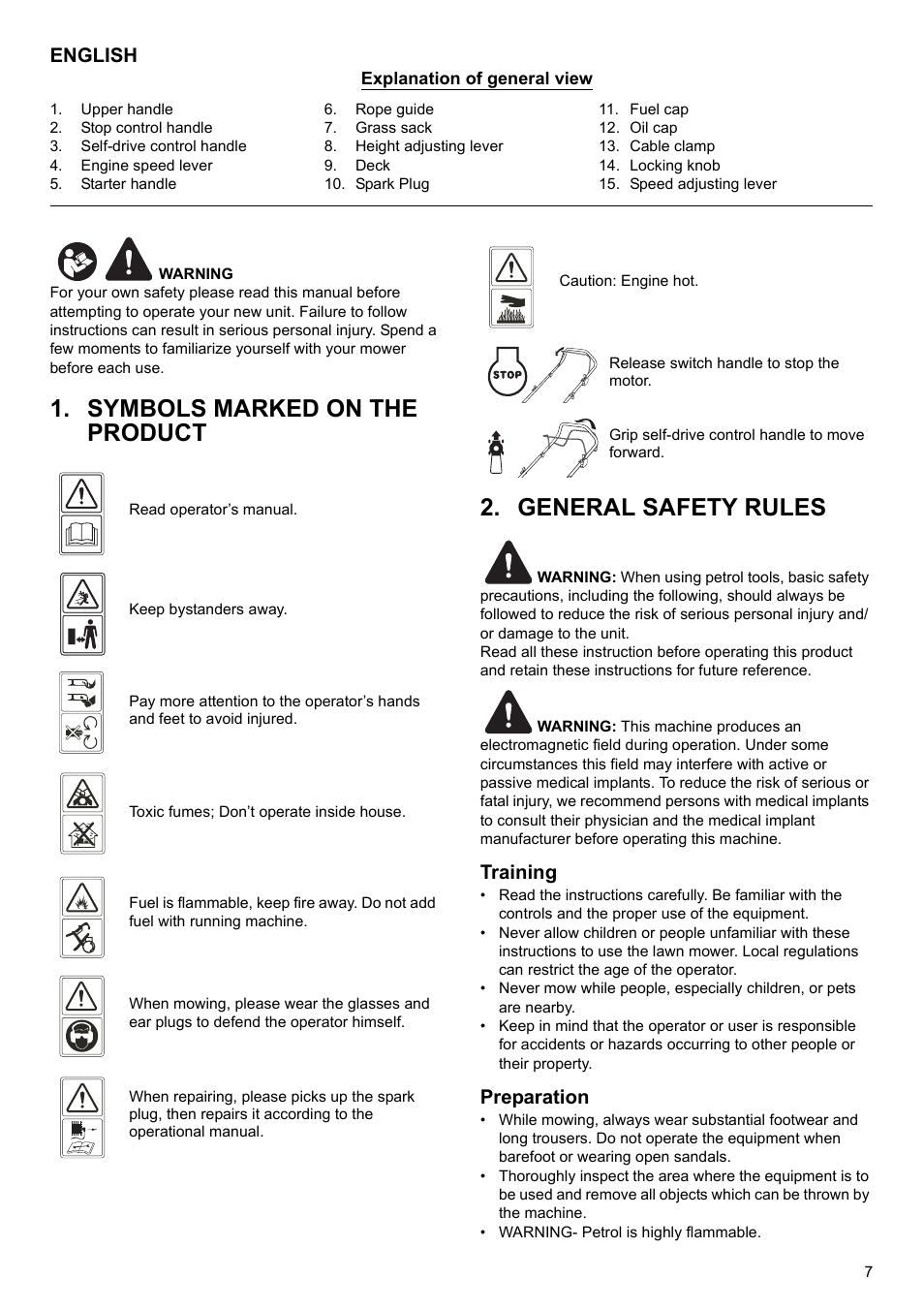 English, Training, Preparation | Makita PLM4622 User Manual | Page 7 / 212