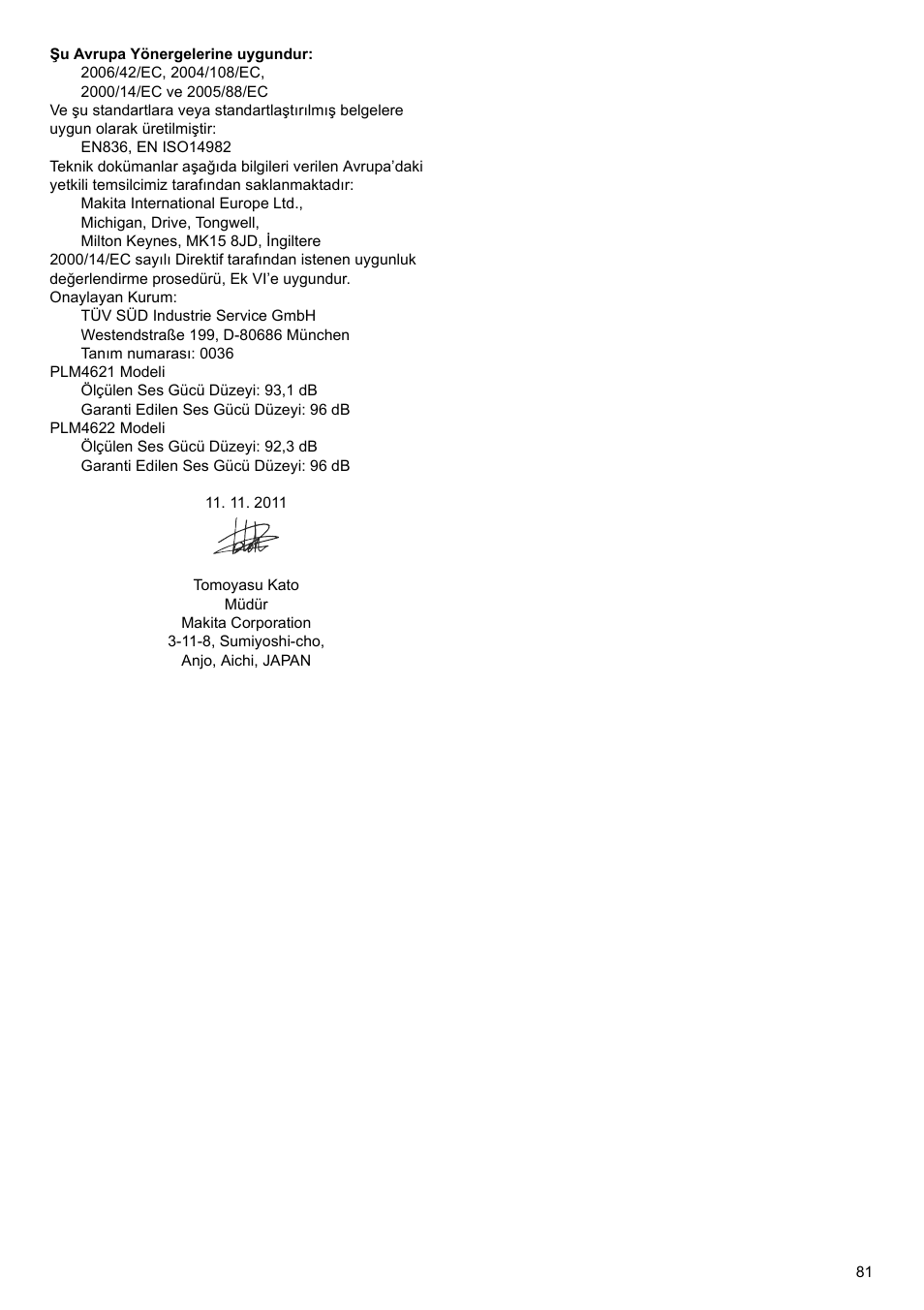 Makita PLM4622 User Manual | Page 81 / 212