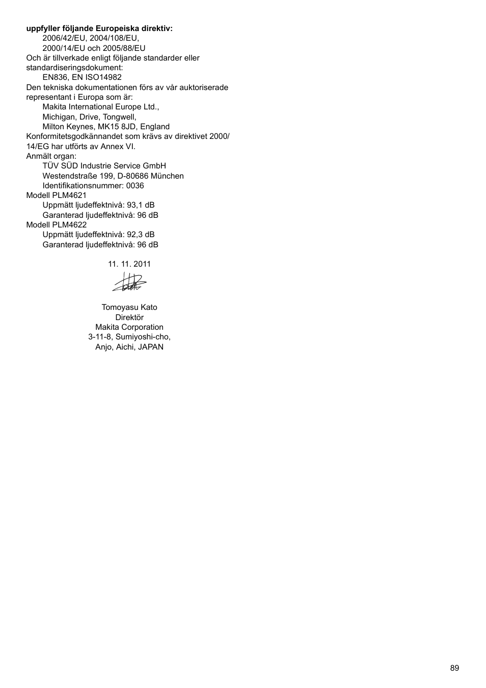 Makita PLM4622 User Manual | Page 89 / 212