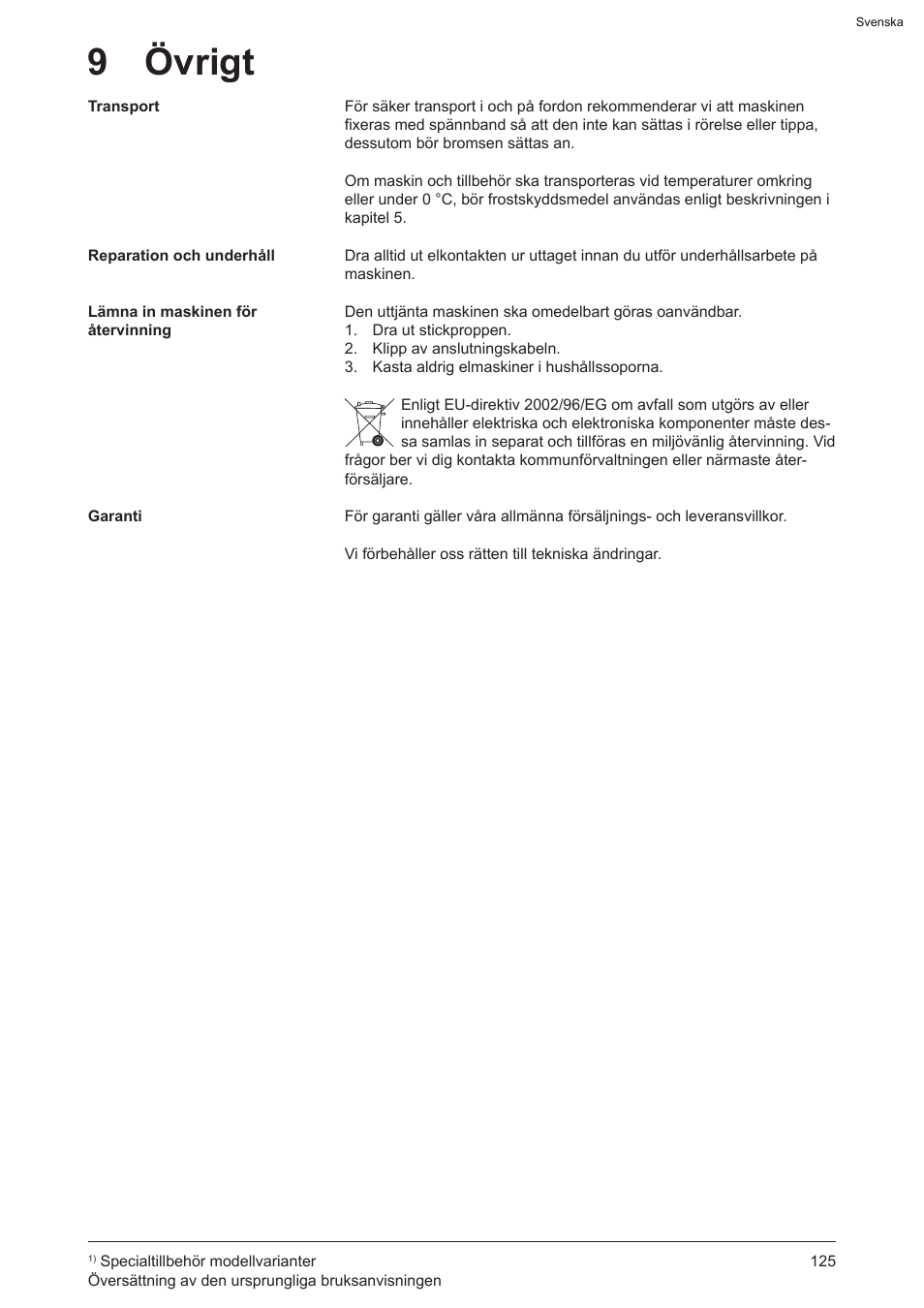 9 övrigt | Graco AquaMax-E 3050 User Manual | Page 125 / 396