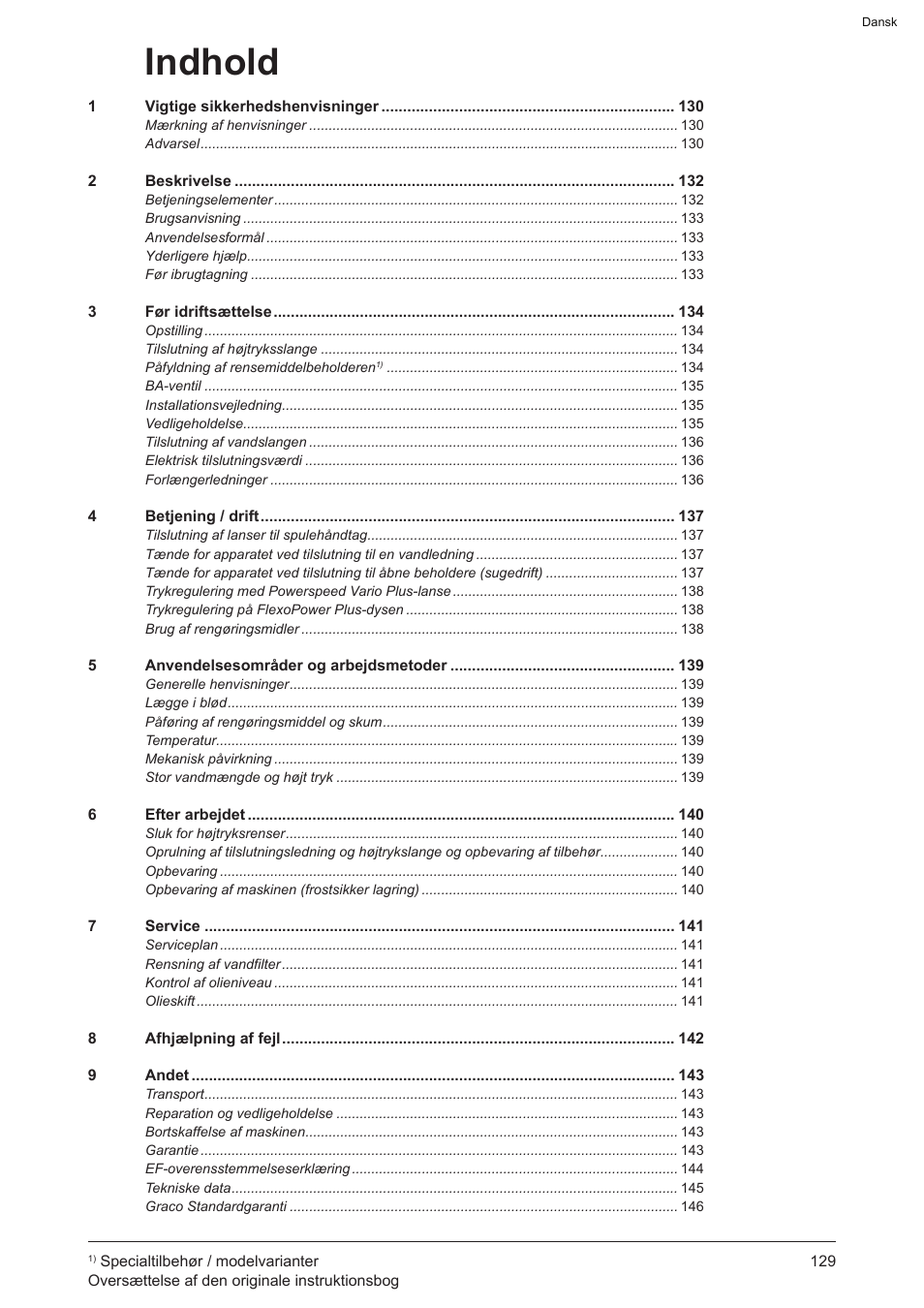 Indhold | Graco AquaMax-E 3050 User Manual | Page 129 / 396