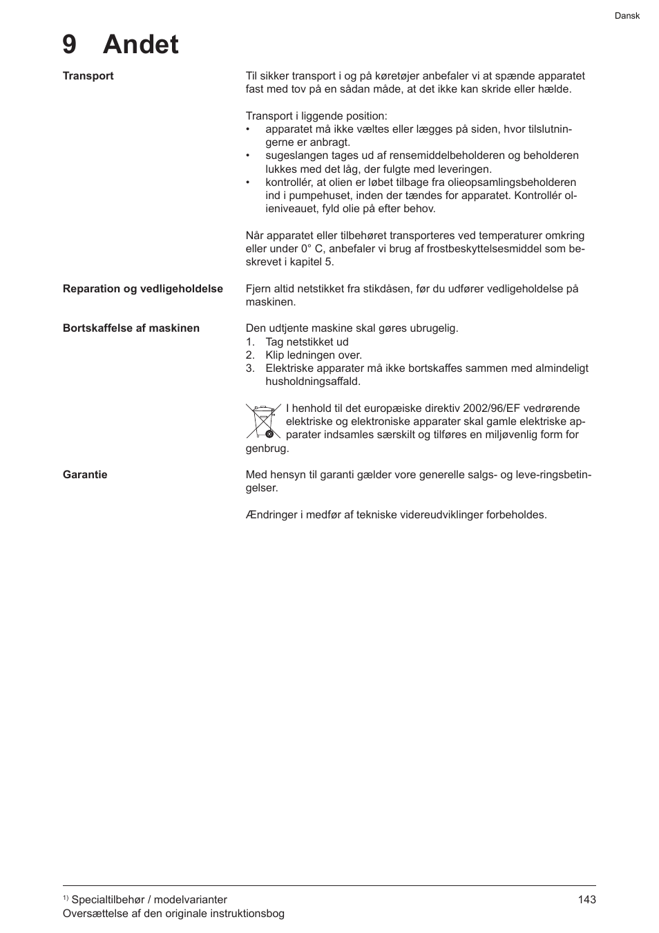 9 andet | Graco AquaMax-E 3050 User Manual | Page 143 / 396