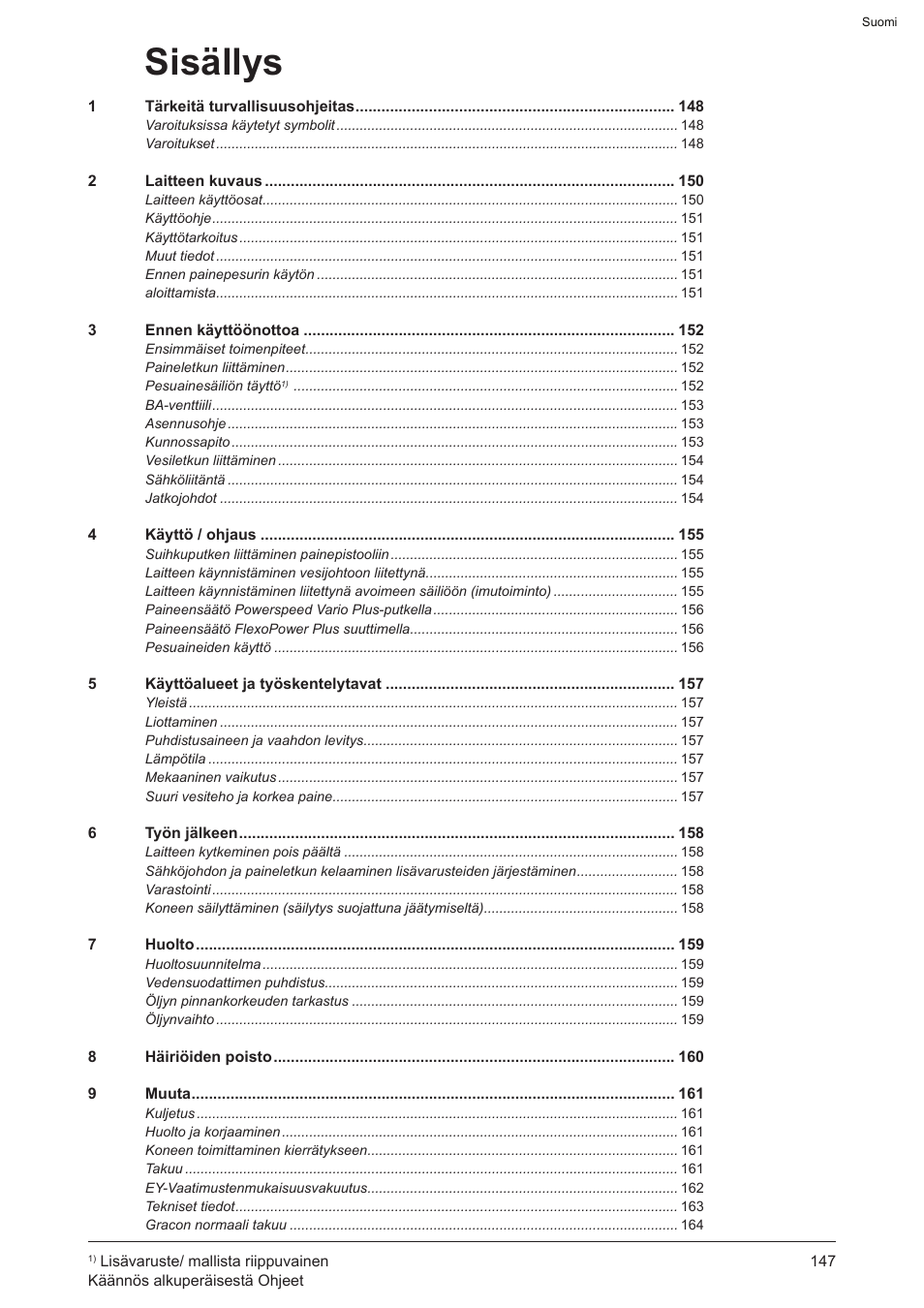 Sisällys | Graco AquaMax-E 3050 User Manual | Page 147 / 396