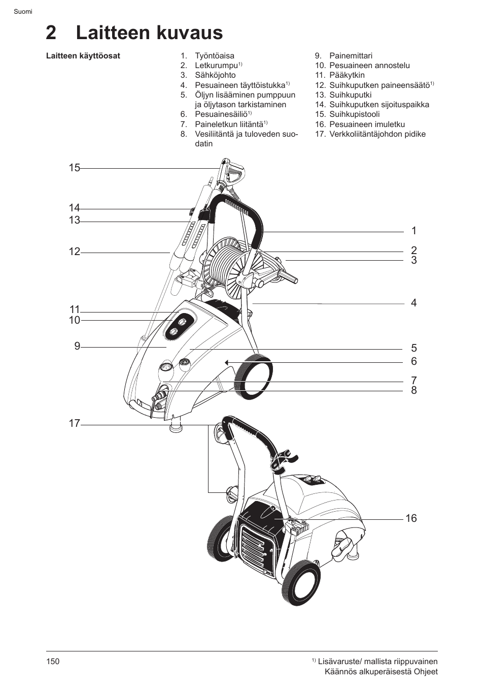 2 laitteen kuvaus | Graco AquaMax-E 3050 User Manual | Page 150 / 396