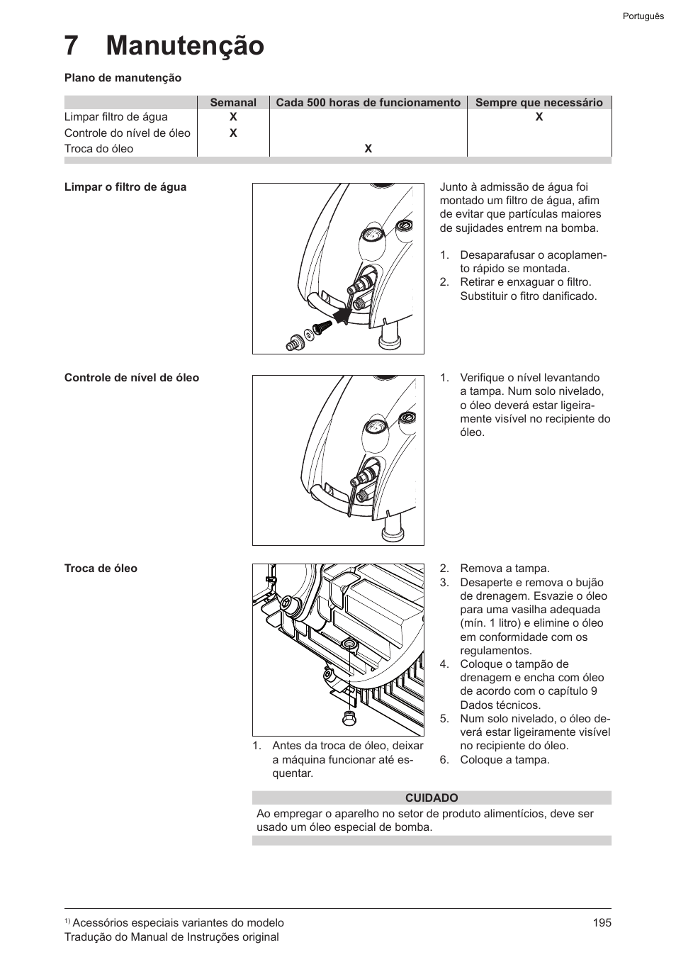 7 manutenção | Graco AquaMax-E 3050 User Manual | Page 195 / 396
