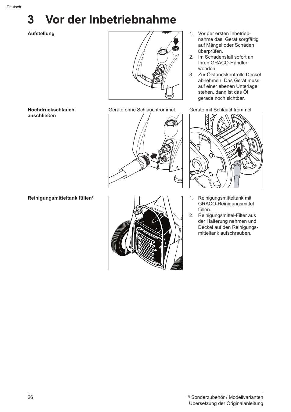 3 vor der inbetriebnahme | Graco AquaMax-E 3050 User Manual | Page 26 / 396