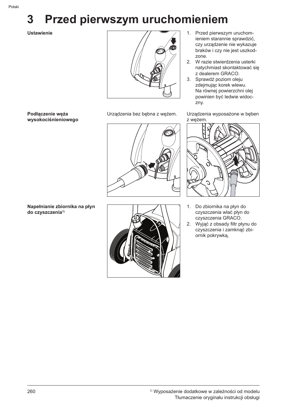 3 przed pierwszym uruchomieniem | Graco AquaMax-E 3050 User Manual | Page 260 / 396