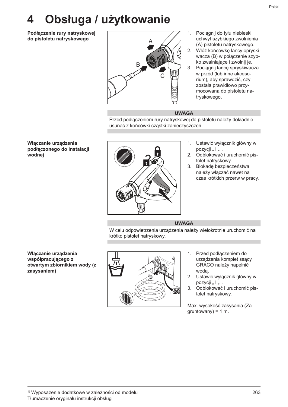 4 obsługa / użytkowanie | Graco AquaMax-E 3050 User Manual | Page 263 / 396