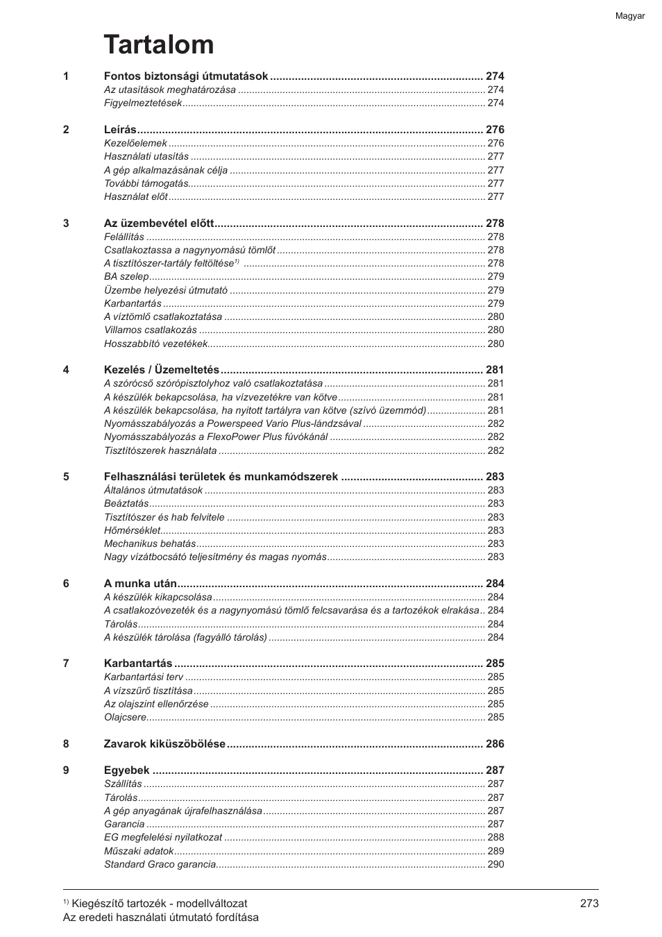 Tartalom | Graco AquaMax-E 3050 User Manual | Page 273 / 396