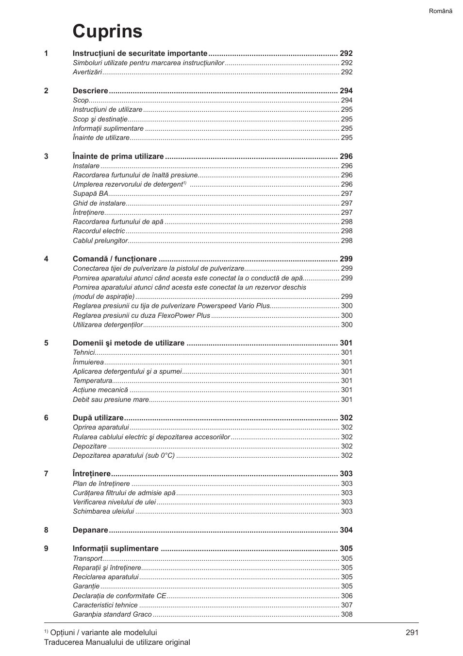 Cuprins | Graco AquaMax-E 3050 User Manual | Page 291 / 396