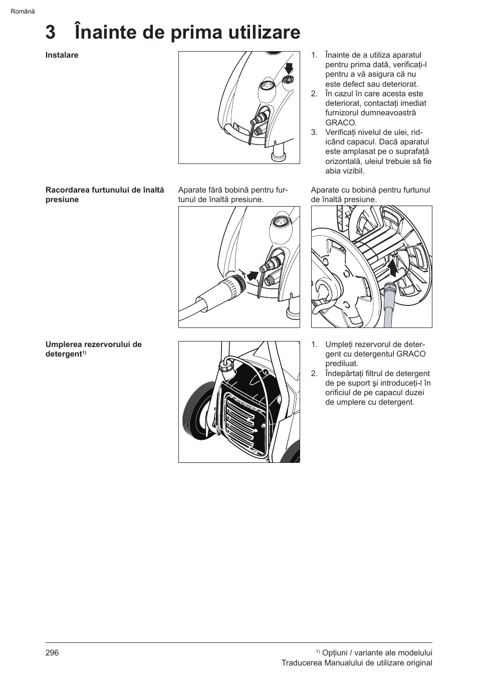 3 înainte de prima utilizare | Graco AquaMax-E 3050 User Manual | Page 296 / 396