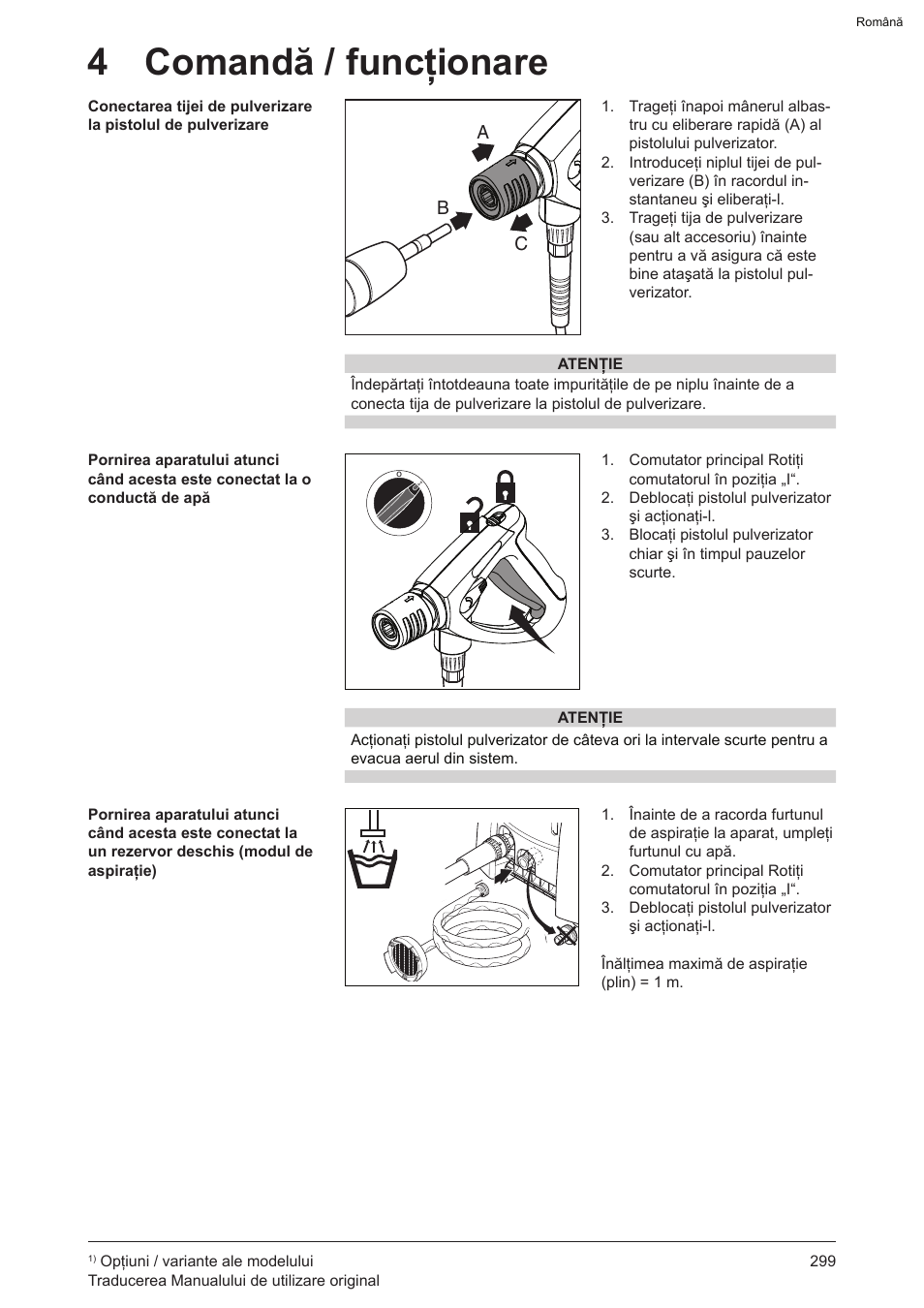 4 comandă / funcţionare | Graco AquaMax-E 3050 User Manual | Page 299 / 396