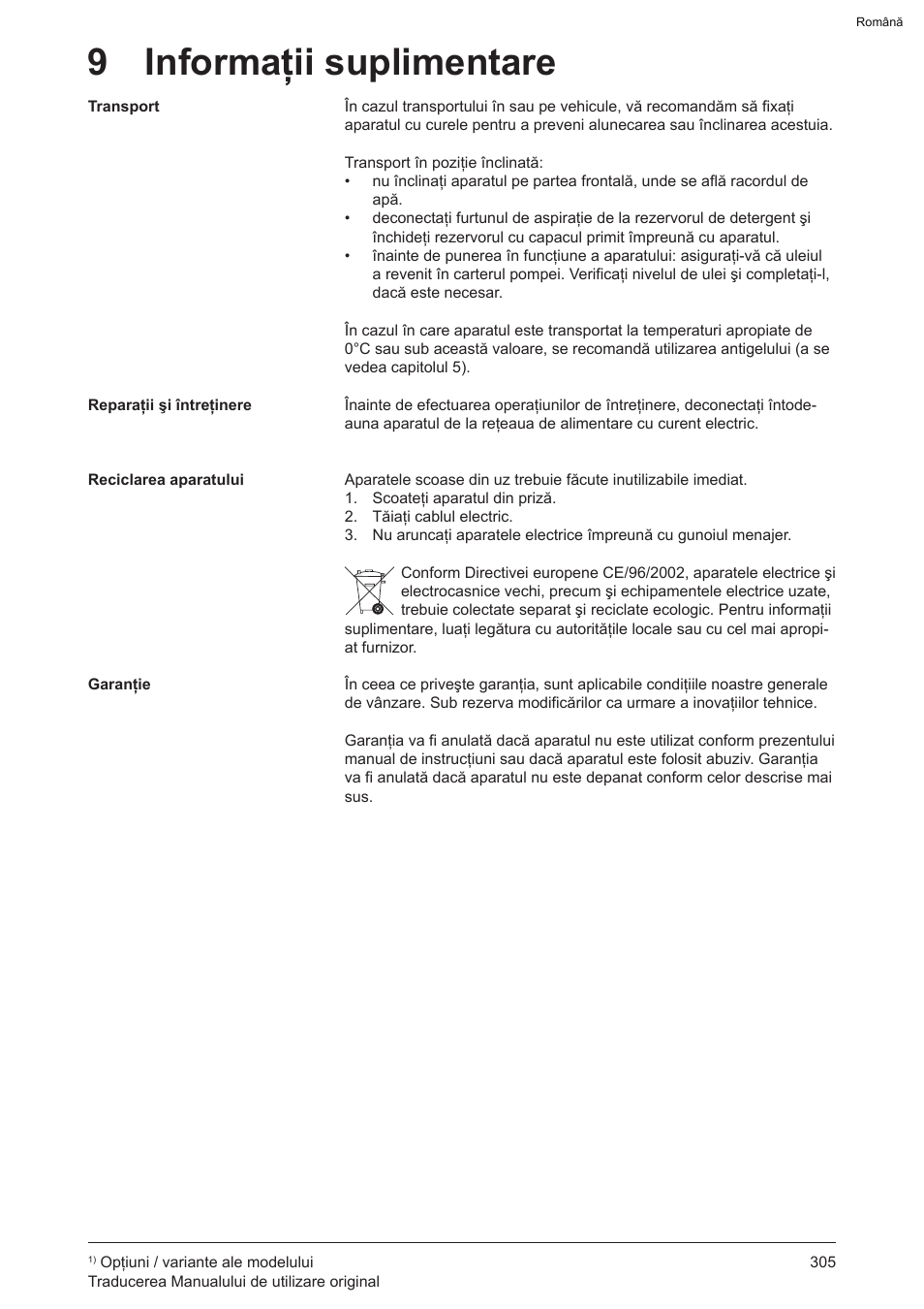 9 informaţii suplimentare | Graco AquaMax-E 3050 User Manual | Page 305 / 396