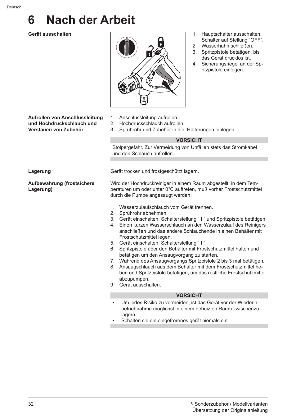 6 nach der arbeit | Graco AquaMax-E 3050 User Manual | Page 32 / 396