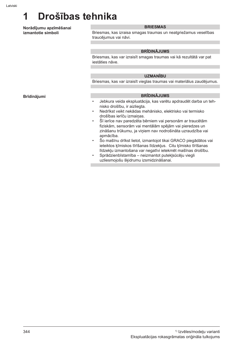 1 drošības tehnika | Graco AquaMax-E 3050 User Manual | Page 344 / 396