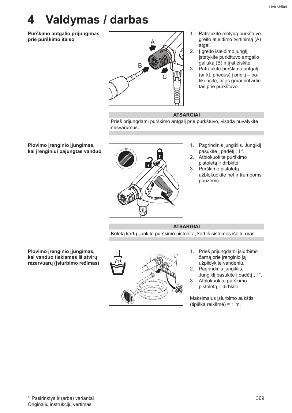 4 valdymas / darbas | Graco AquaMax-E 3050 User Manual | Page 369 / 396
