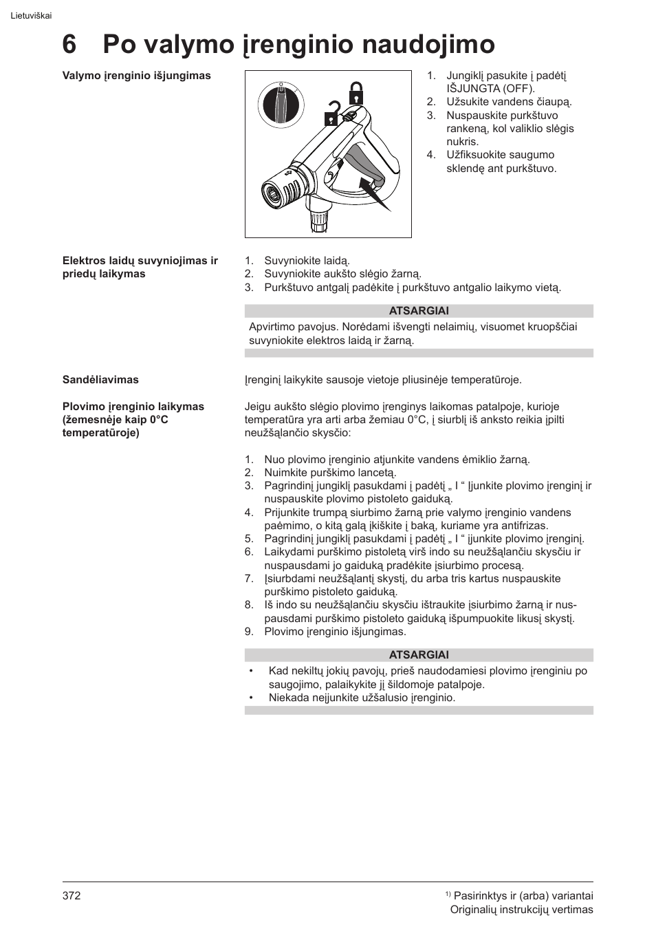 6 po valymo įrenginio naudojimo | Graco AquaMax-E 3050 User Manual | Page 372 / 396