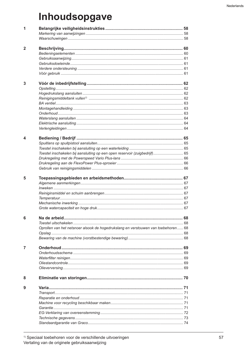 Inhoudsopgave | Graco AquaMax-E 3050 User Manual | Page 57 / 396