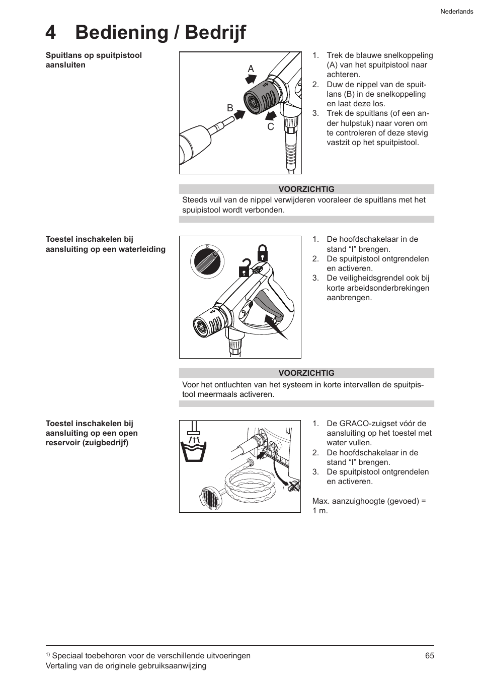 4 bediening / bedrijf | Graco AquaMax-E 3050 User Manual | Page 65 / 396