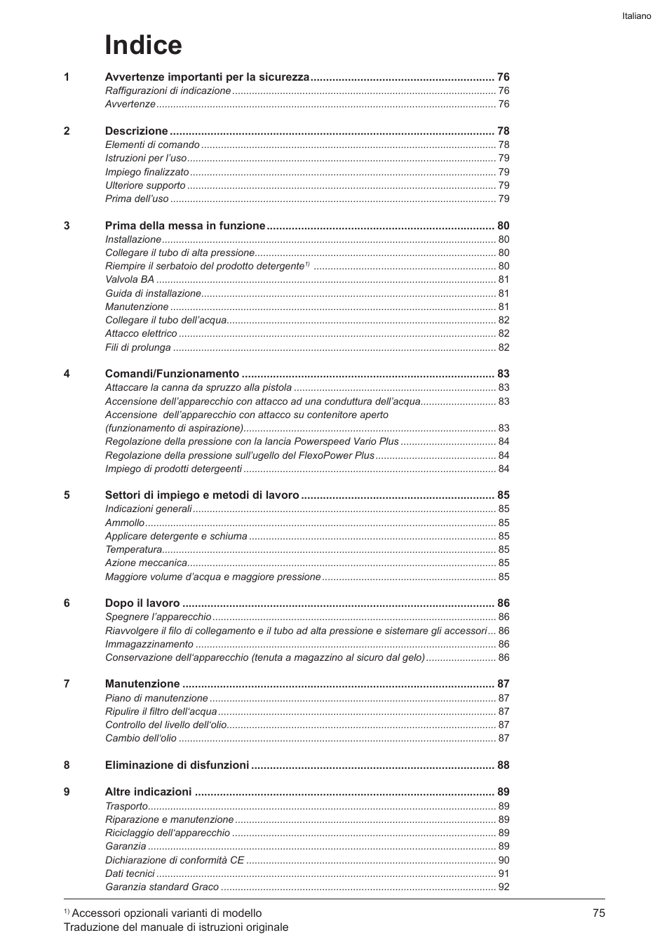 Indice | Graco AquaMax-E 3050 User Manual | Page 75 / 396
