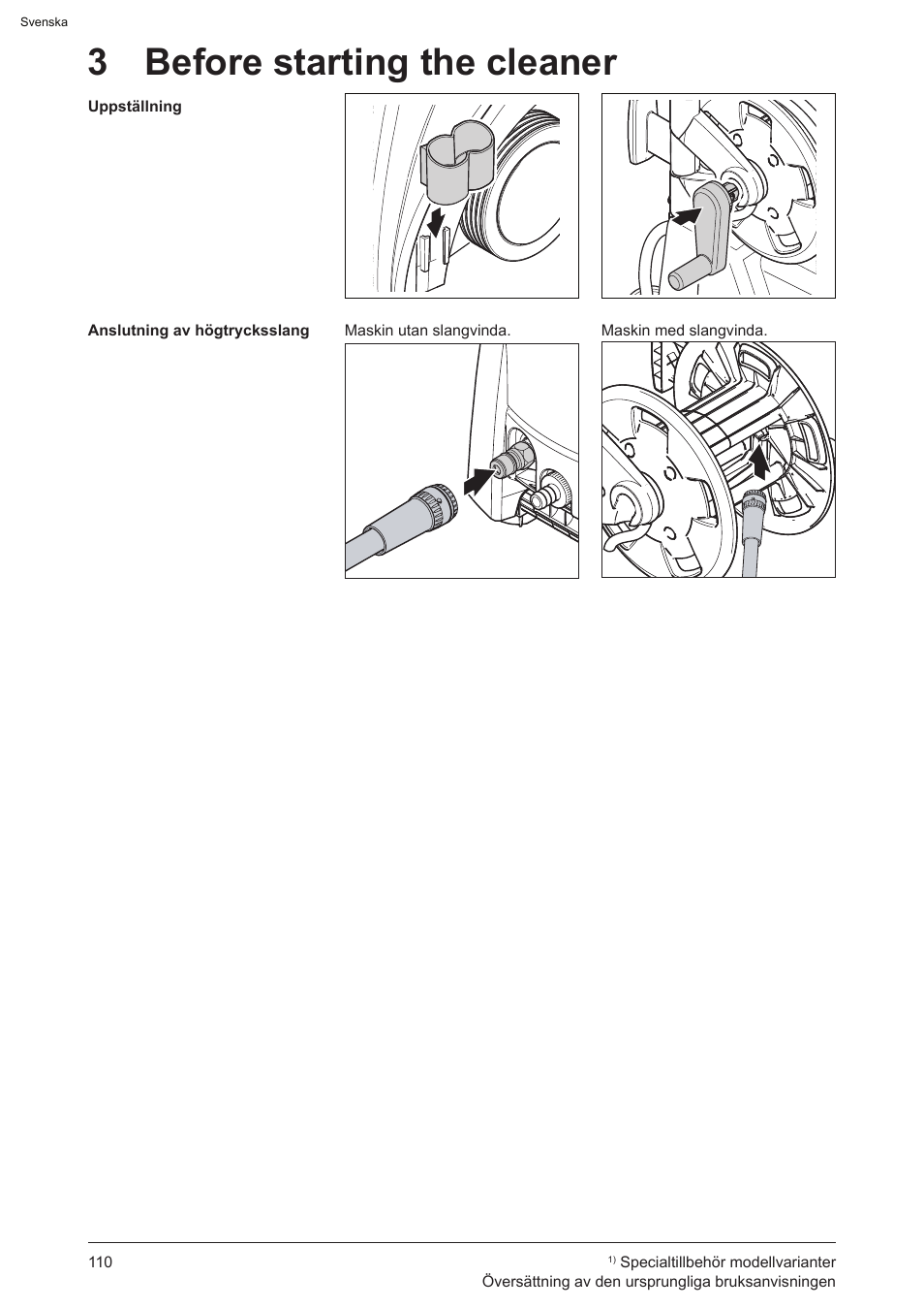 3 before starting the cleaner | Graco AquaMax 2335E User Manual | Page 110 / 376