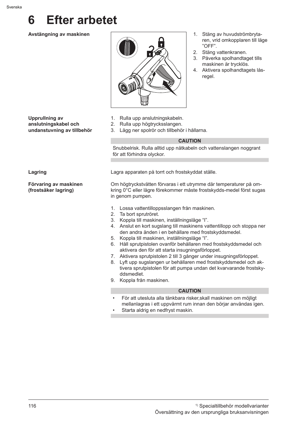 6 efter arbetet | Graco AquaMax 2335E User Manual | Page 116 / 376