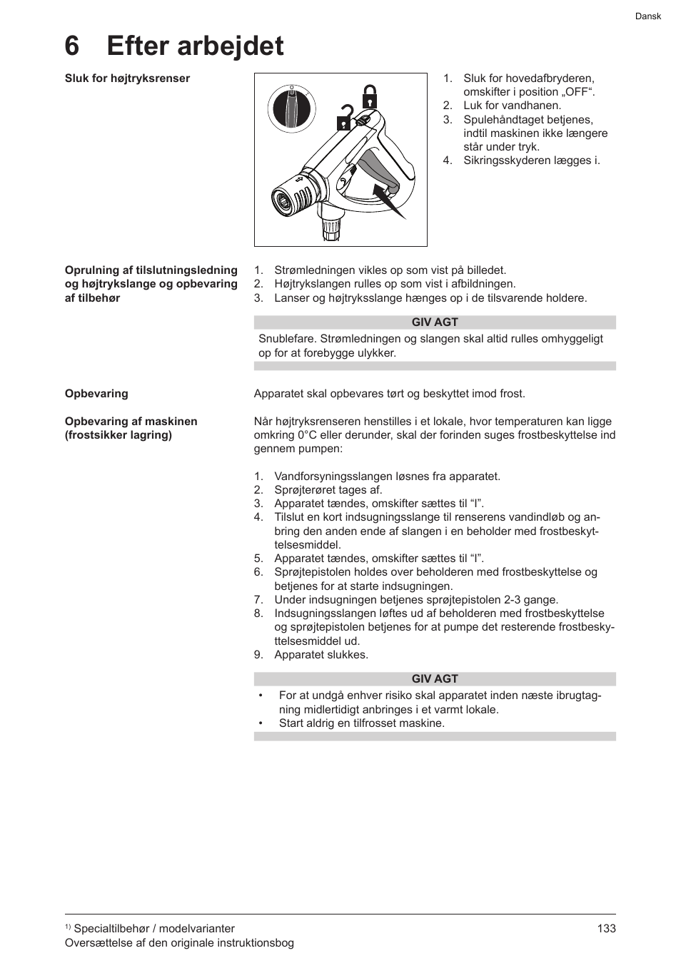 6 efter arbejdet | Graco AquaMax 2335E User Manual | Page 133 / 376