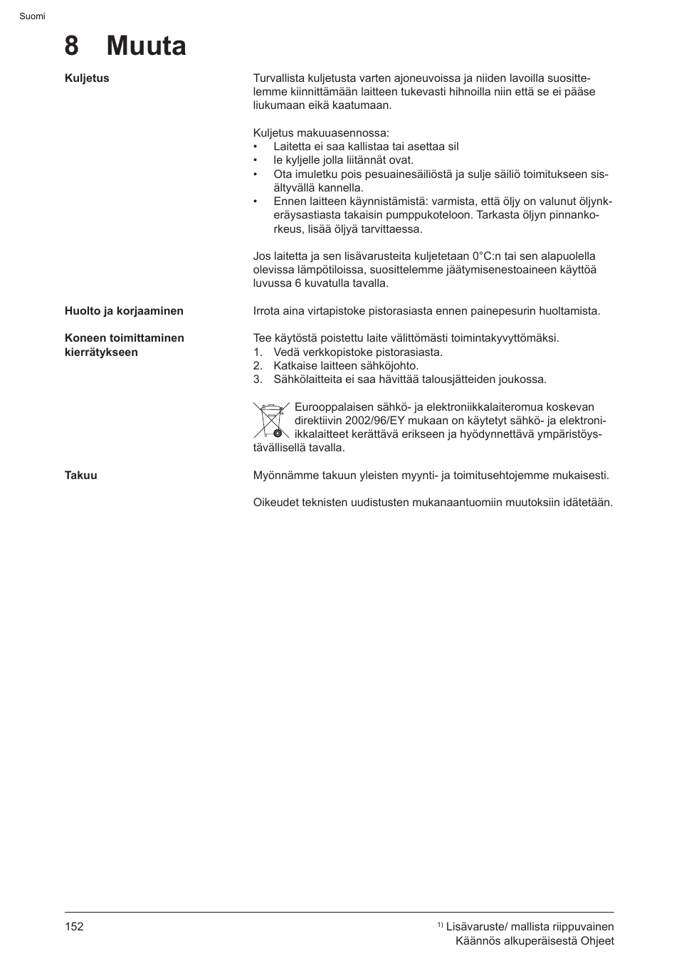 8 muuta | Graco AquaMax 2335E User Manual | Page 152 / 376