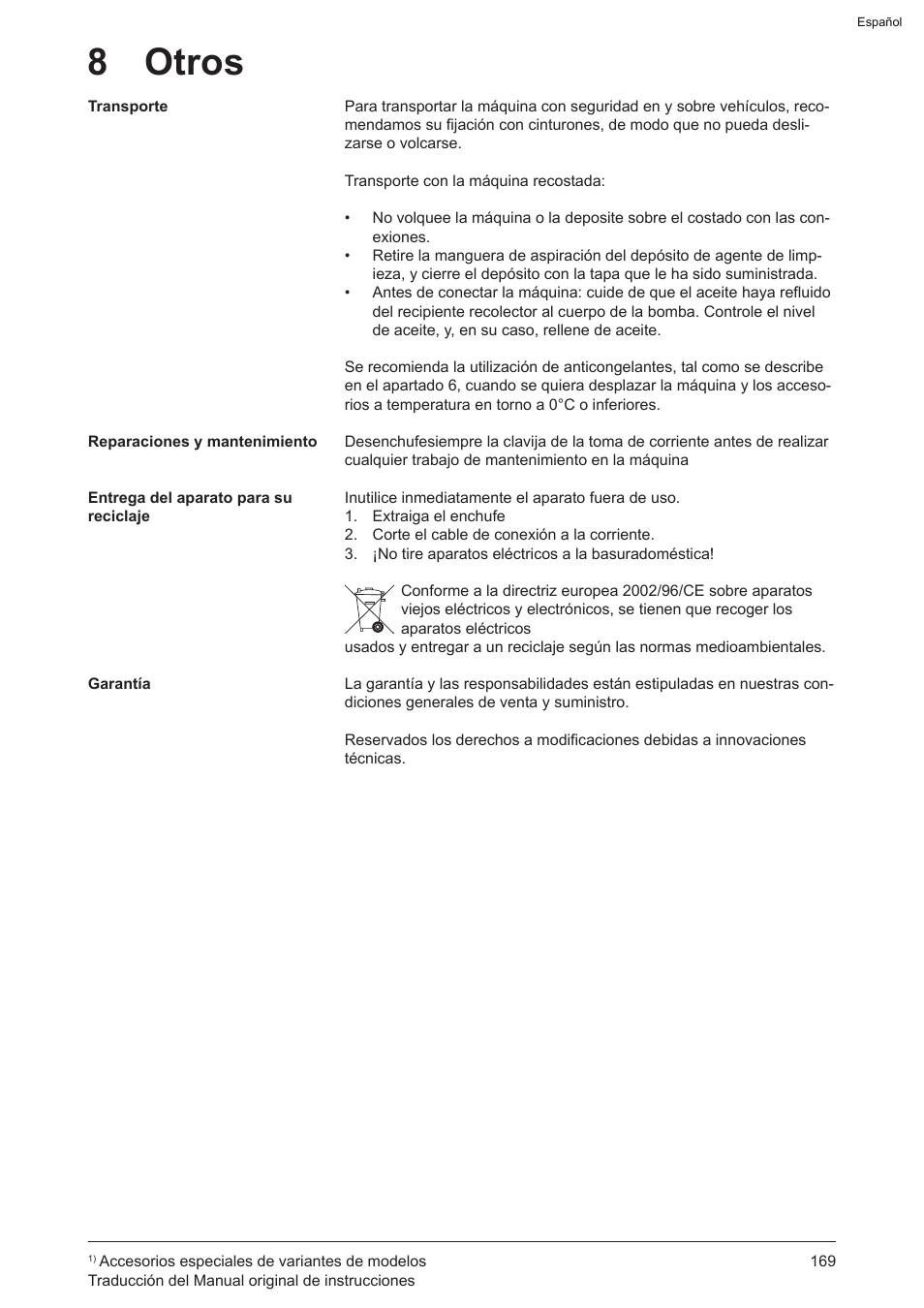 8 otros | Graco AquaMax 2335E User Manual | Page 169 / 376