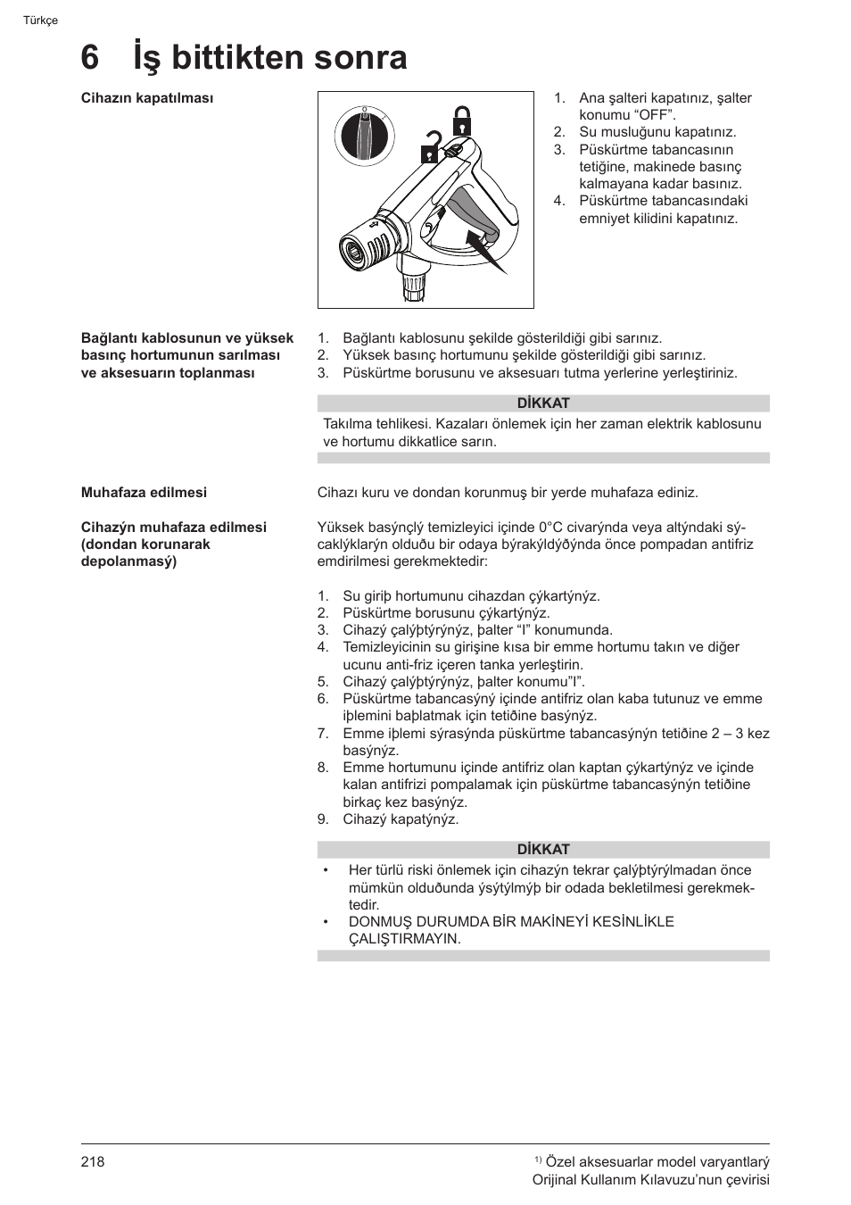 6 iş bittikten sonra | Graco AquaMax 2335E User Manual | Page 218 / 376