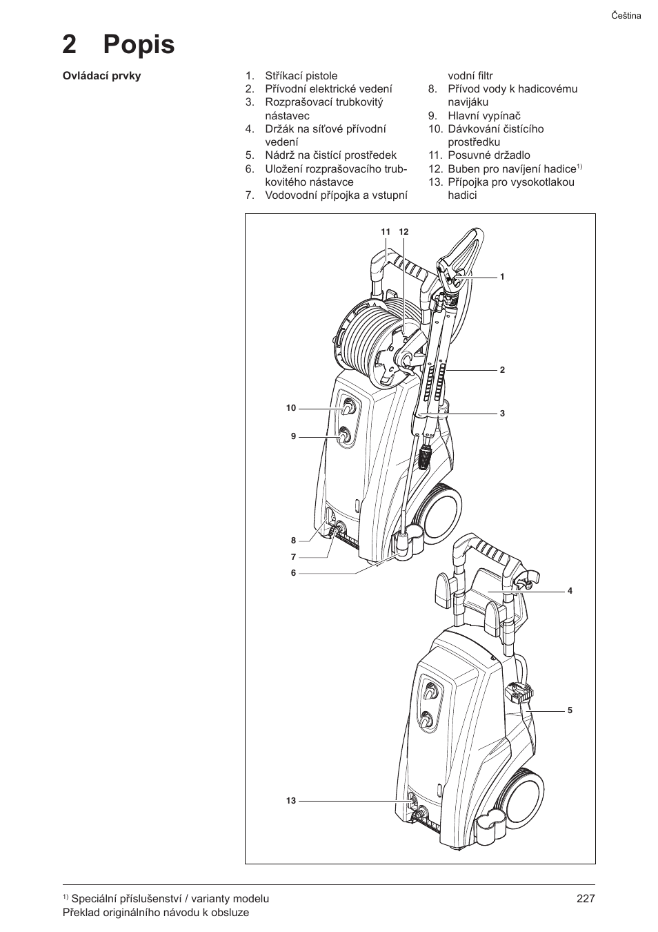 2 popis | Graco AquaMax 2335E User Manual | Page 227 / 376