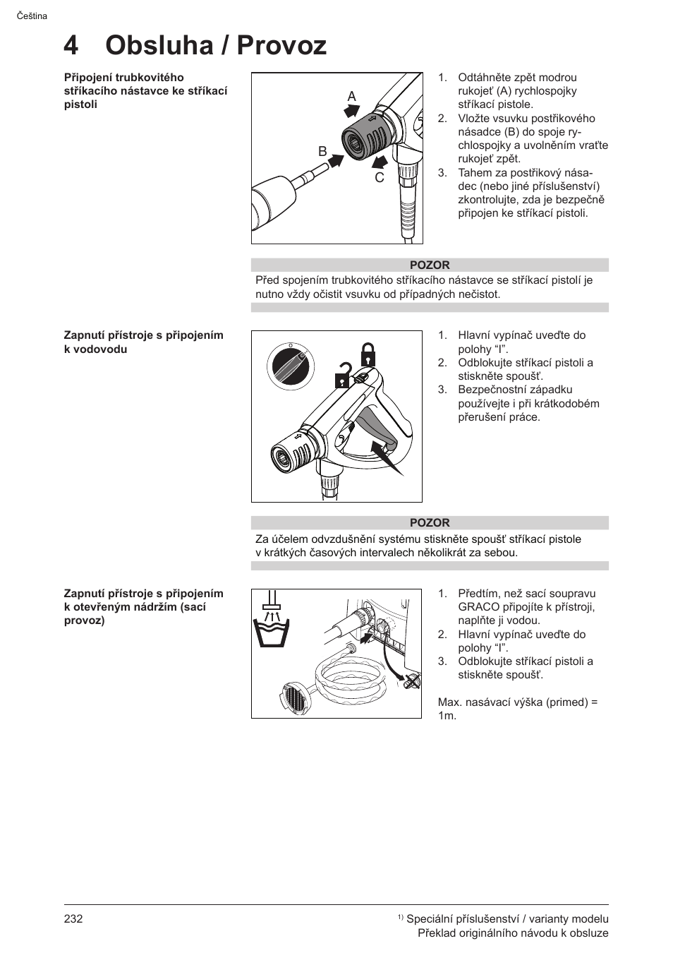4 obsluha / provoz | Graco AquaMax 2335E User Manual | Page 232 / 376
