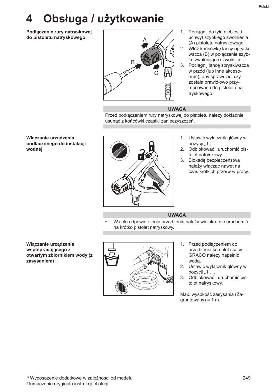 4 obsługa / użytkowanie | Graco AquaMax 2335E User Manual | Page 249 / 376