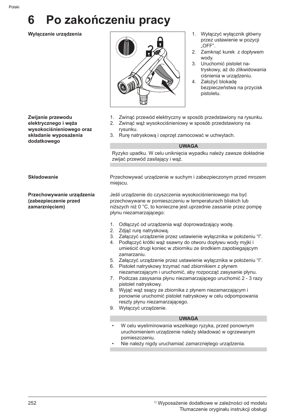 6 po zakończeniu pracy | Graco AquaMax 2335E User Manual | Page 252 / 376