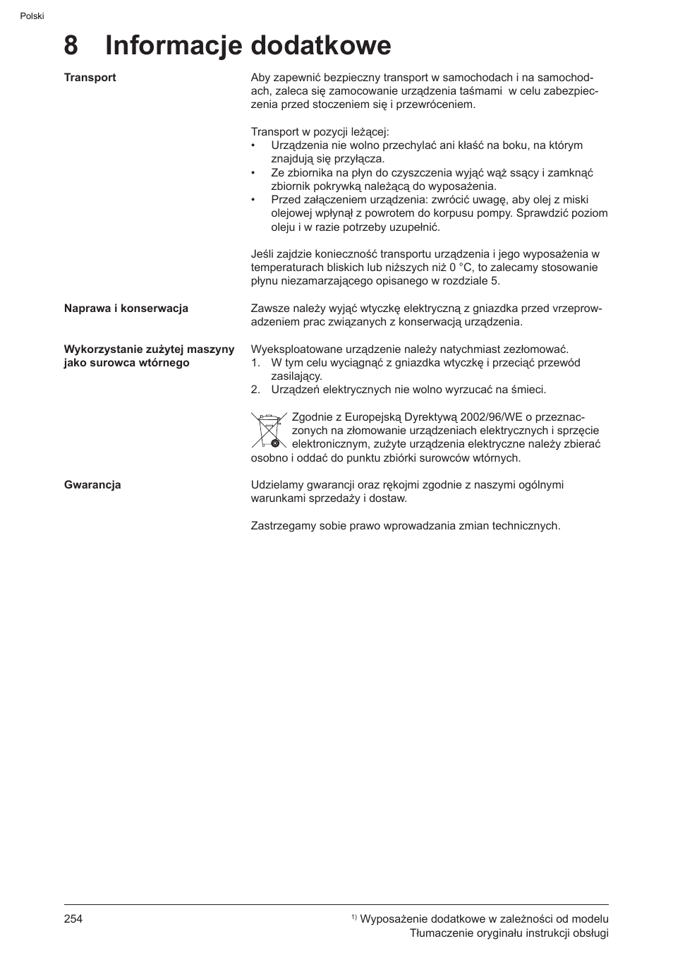 8 informacje dodatkowe | Graco AquaMax 2335E User Manual | Page 254 / 376