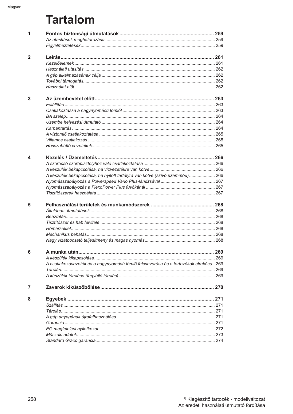 Tartalom | Graco AquaMax 2335E User Manual | Page 258 / 376